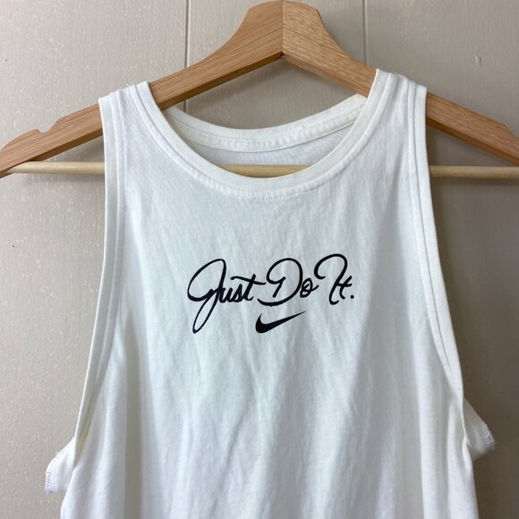 Nike White Just Do It Tank Top Size X-Small - Picture 2 of 6